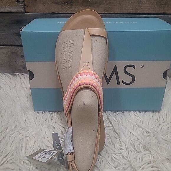 TOMS BREE HONEY WOVEN TRIM THONG SANDAL Sz 8 NIB - Picture 5 of 9